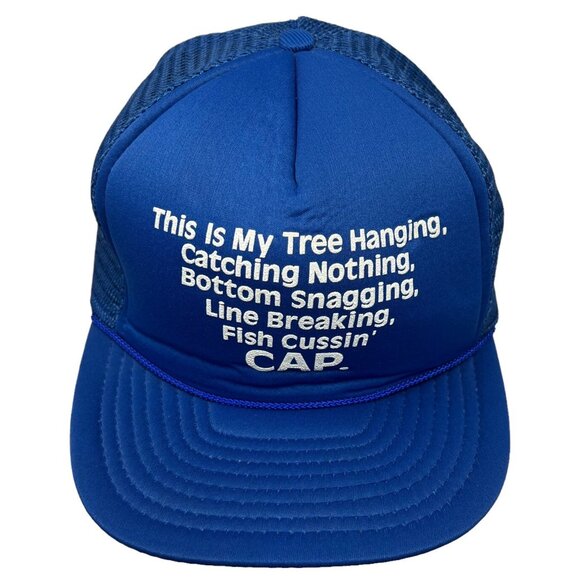 This is My Fishing Cap Angry Comedy Novelty Vintage Mesh Trucker Snapback Hat - Picture 1 of 10